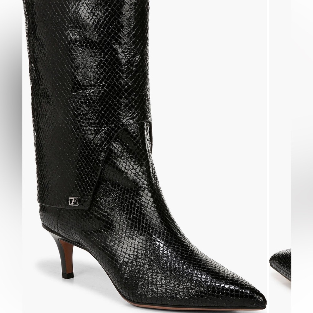 Franco Sarto Alberta Bootie In Black Snake Print Faux Leather ankle boots 6